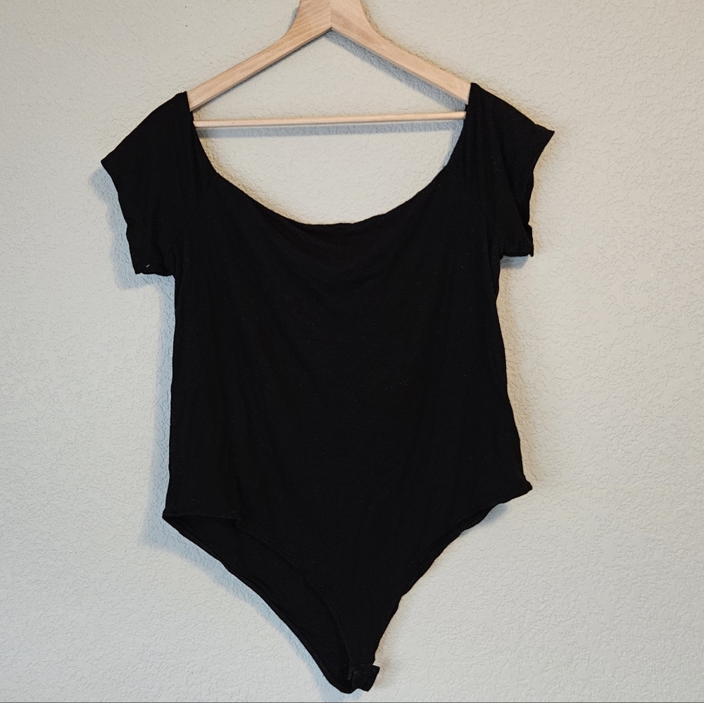 ELOQUII Scoop Neck Bodysuit - Black - Plus Size 18/20 - Essential Basic